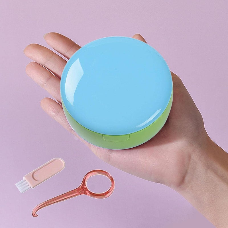 klarakoDual Layer Denture Retainer Case Breathable with Mirror Portable Mouth Guard Container Holder for Clear Aligner with Removal Tool Tray klarakoBlue Green - Image 4