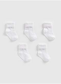 White Turn-Over-Top Baby Socks - 5 Pack