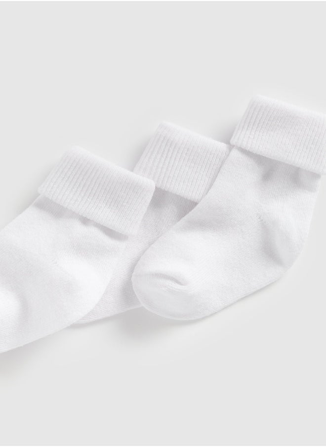 mothercare - White Turn-Over-Top Baby Socks - 5 Pack - Image 1