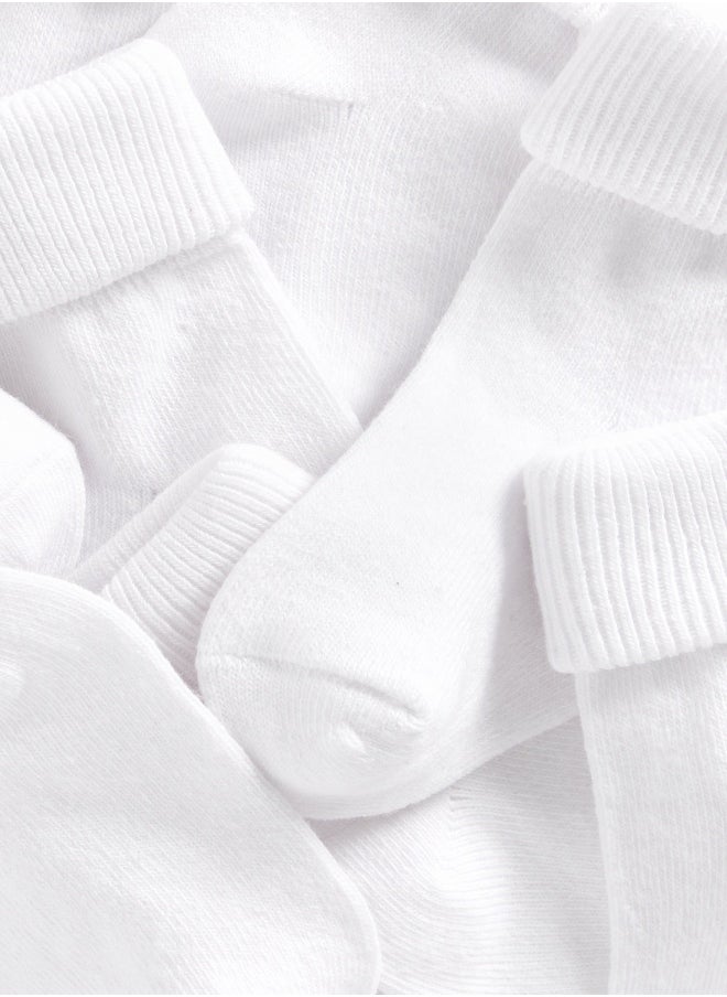 mothercare - White Turn-Over-Top Baby Socks - 5 Pack - Image 1