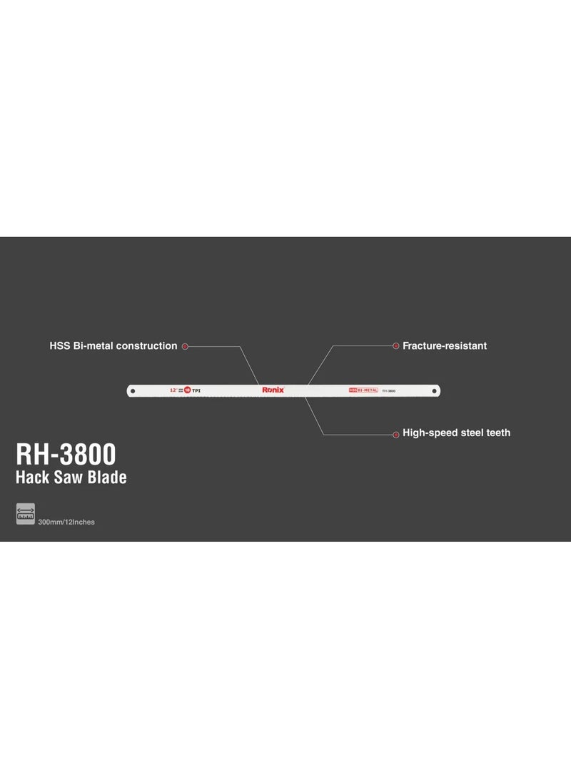 RONIX 300mm HSS Bi-Metal Hacksaw Blade 18 TPI RH-3800, High Hardness for Metal Pipes/Tubes/Bars/Sheets, Vacuum Heat Treated, German Engineered # Ronix  RH-3800 - Image 4