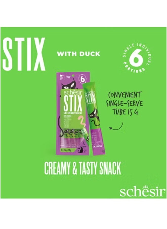 Schesir Stix Liquid Snack With Duck Flavors in Cream 6X15 G - Image 4