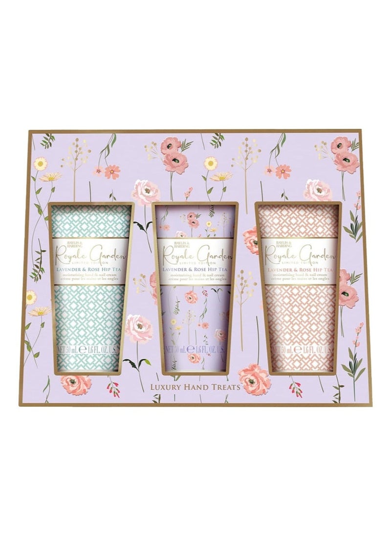 Baylis & Harding Royale Garden Lavender and Rosehip Tea Luxury Hand Cream Gift Set, 3 x 50ml | Vegan Friendly Skincare | Elegant Gift for Women - Image 1