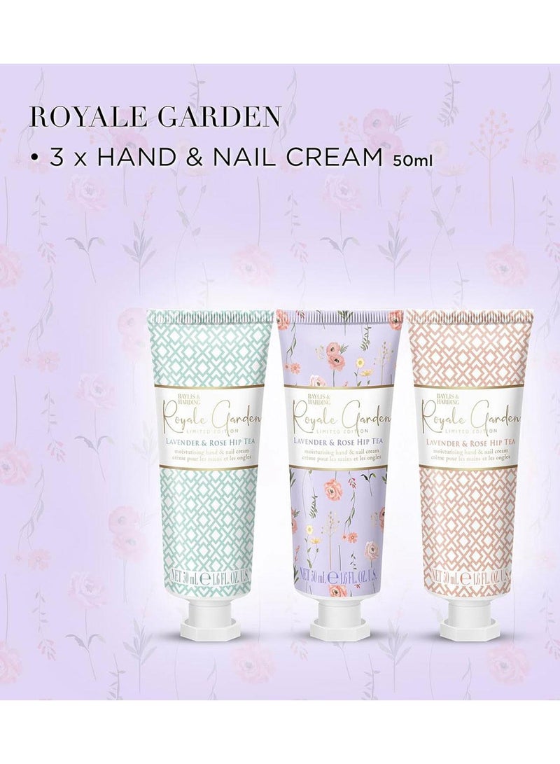 Baylis & Harding Royale Garden Lavender and Rosehip Tea Luxury Hand Cream Gift Set, 3 x 50ml | Vegan Friendly Skincare | Elegant Gift for Women - Image 3