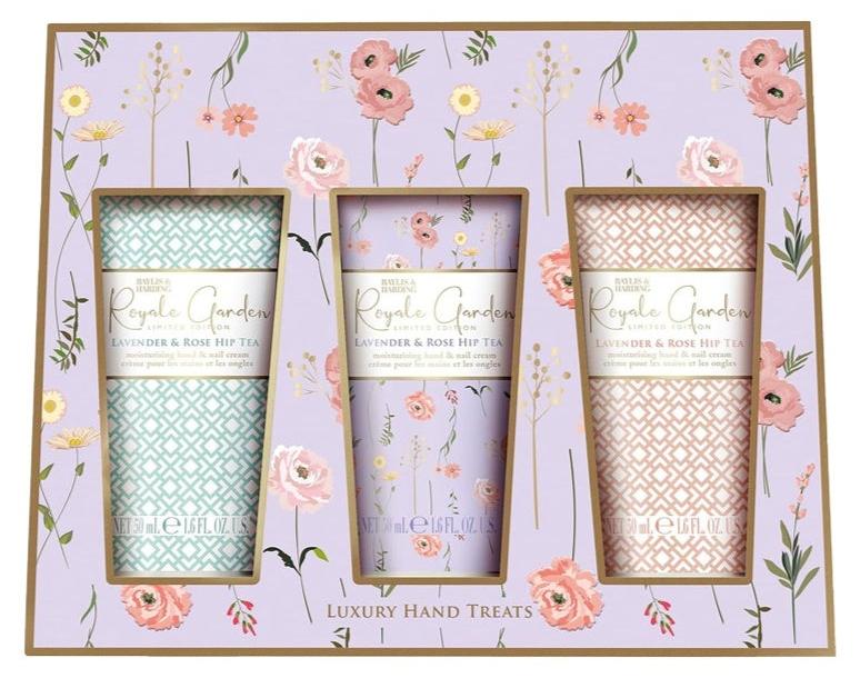 Baylis & Harding Royale Garden Lavender and Rosehip Tea Luxury Hand Cream Gift Set, 3 x 50ml | Vegan Friendly Skincare | Elegant Gift for Women - Image 1