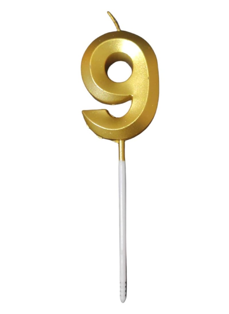 Gold Number Candles For Happy Birthday Cake and Party Number 9  - Image 1