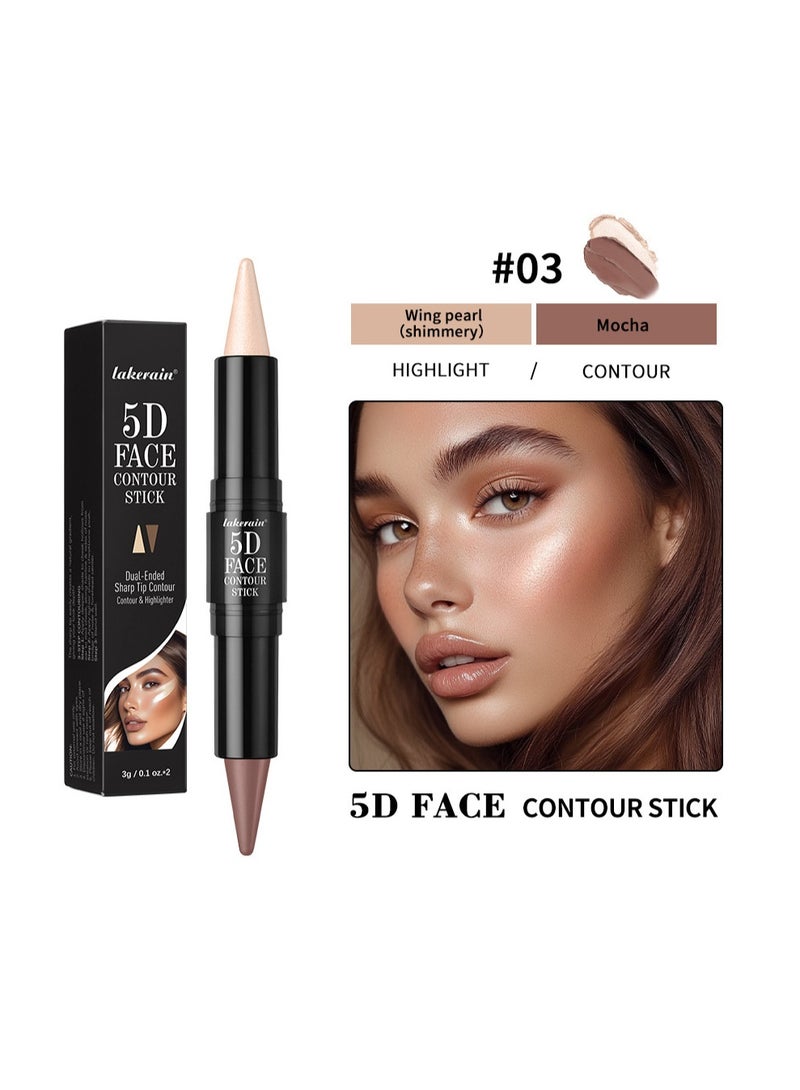 lakerain 5D Face Contour Stick, Double-Ended Concealer, Full Coverage, Natural Finish, Light to Medium Tone, All Skin Types, Paste Form - Image 1