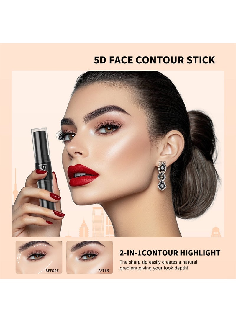 lakerain 5D Face Contour Stick, Double-Ended Concealer, Full Coverage, Natural Finish, Light to Medium Tone, All Skin Types, Paste Form - Image 3