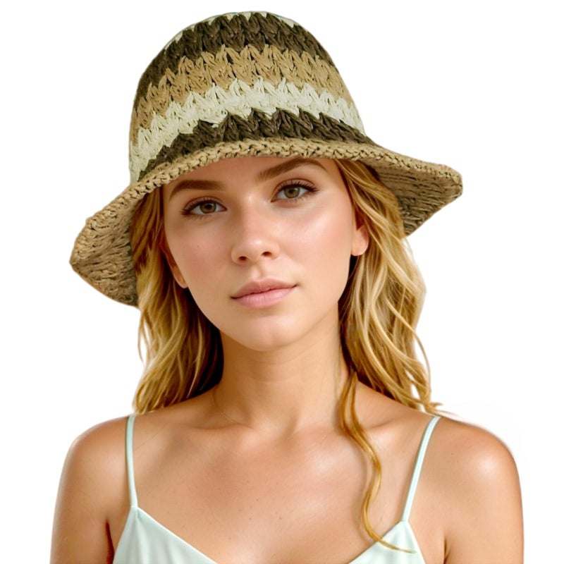 Askljeby Womens Sun Hats Wide Brim Summer Beach Hat for Women Foldable Travel Fedora Handmade Crochet Straw Hat Packable UPF50, Floral-5 - Image 1
