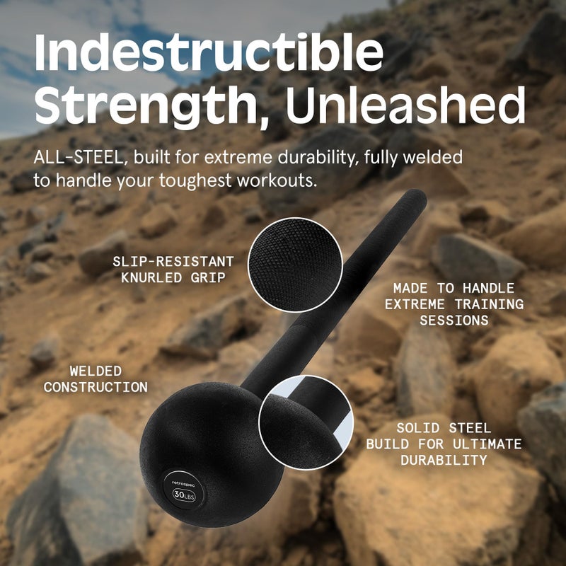 Retrospec Steel Mace Training Equipment - Weighted Fitness Macebell for Strength, Rehabilitation & Rotational Workouts - Durable All-Metal Construction with Knurled Grip - 5-30lb Options for Home Gym - Image 3