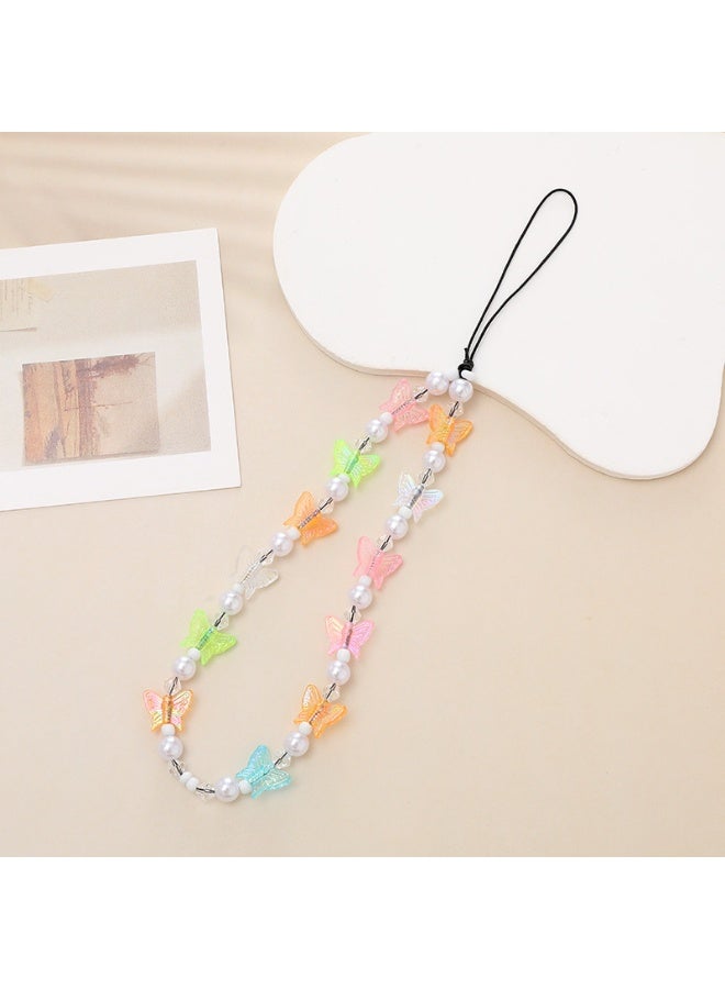 NIBEMINENT Phone Charm/ Chain Strap for Women Girls, Colorful Bowknot Cell Phone Case Lanyard Wrist Strap