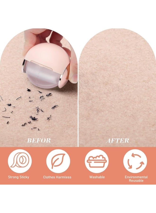 سبيس شوب كرة بكرة الوبر اللاصقة مزيل الشعر بكرة الوبر الجِل القابلة لإعادة الاستخدام مزيل الوبر الصغير محمول للسفر مقاوم للغبار وردي - Image 4