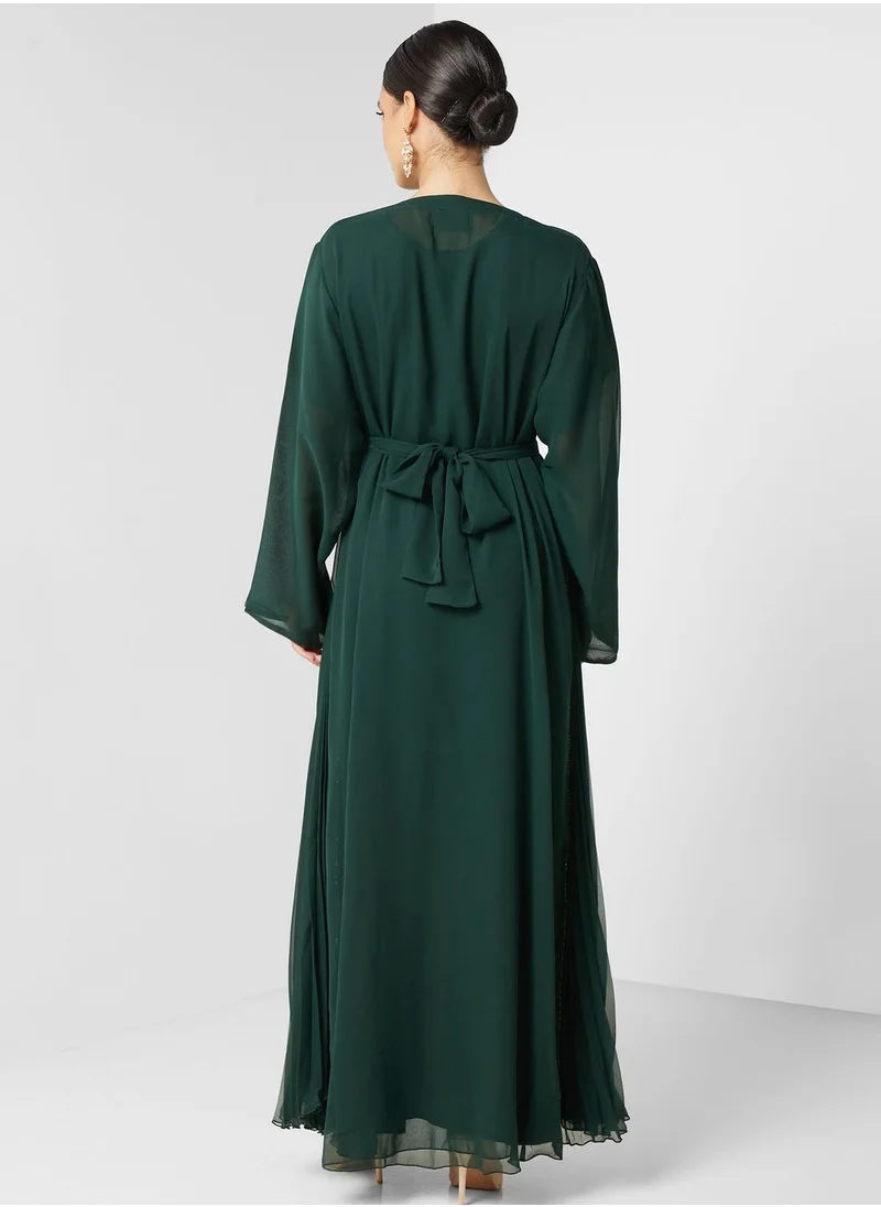 hayas closet Embellished Belted Abaya