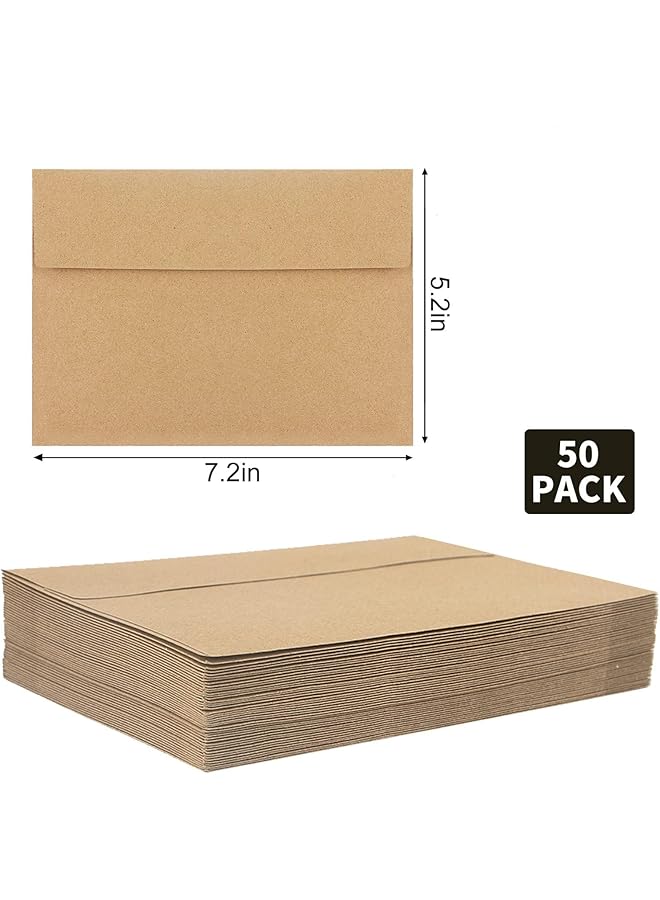 erorex Envelopes For Invitation Kraft Envelopes A7 Envelopes For Invitations Wedding Baby Shower Brown Kraft Envelopes For Birthday Party Personalized Gift Cards 5X7 Inches 50 Pack  - Image 3