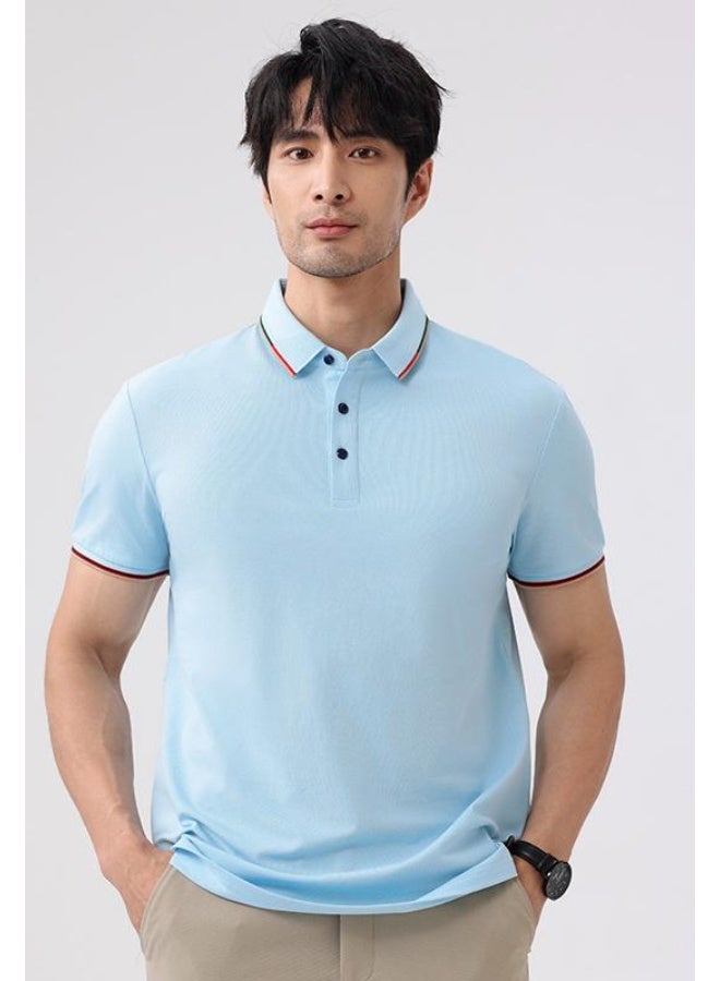 High-End Island Cotton Polo Shirt Short Sleeve Turn-down Collar Workwear Printed Logo DIY Embroidery Cultural T-shirt - Image 1