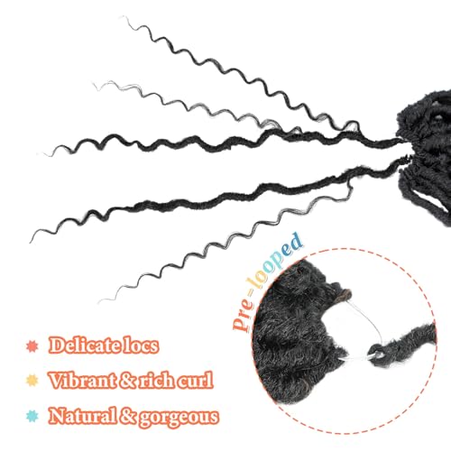 Forevery Goddess Locs Crochet Hair 12 Inch Faux Locs Crochet Hair 6 Packs Pre Looped Crochet Hair for Black Women, Boho Crochet Locs with Curly Ends 1B - Image 3