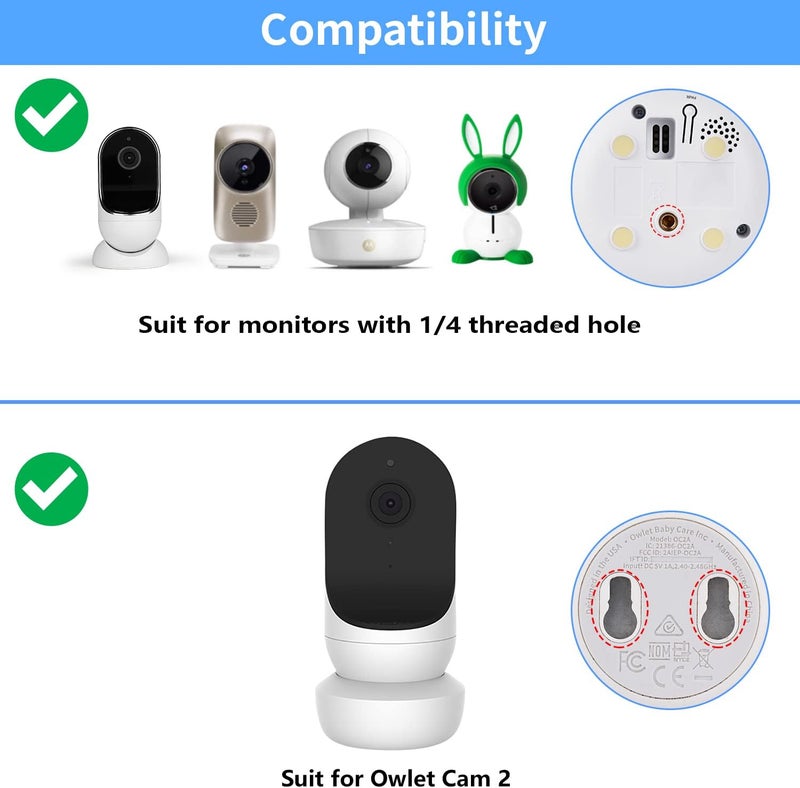 wochel Flexible Tripod Baby Monitor Mount for Owlet Cam and Owlet Cam 2 Attach Your Baby Camera Wherever You Like Without Tools or Wall Damage  White - Image 3
