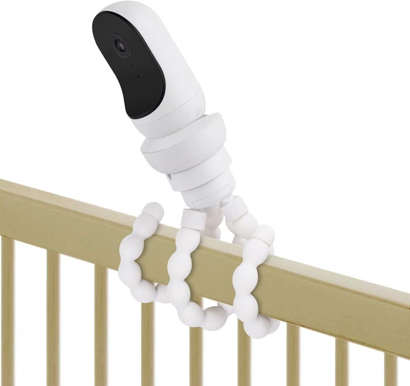 wochel Flexible Tripod Baby Monitor Mount for Owlet Cam and Owlet Cam 2 Attach Your Baby Camera Wherever You Like Without Tools or Wall Damage  White - Image 1