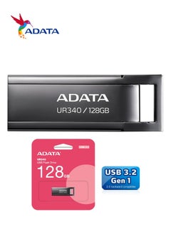 ADATA UR340 128GB USB 3.2 Flash Drive Lightweight Waterproof | Silver Metal | Fast Data Transfer  - Image 1