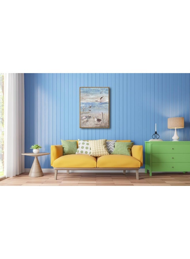 Pyradecor Large Bathroom Decor Blue Beach Seaside Seagull Picture Framed Perching Bird by the Seashore Coastal Ocean Canvas Wall Art for Laundry Room Bedroom Decoration - Image 4