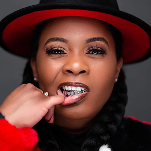 TOPGRILLZ 14K Gold Plated Open Face Top and Bottom Grillz for Your Teeth Vampire Grill Hip Hop Cosplay Costume Rapper Accessory (Gold Vampire) - Image 5