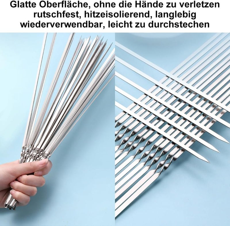 WILLBBQ 304 Stainless Steel 13.2" Long Flat Barbecue Skewers,20PCS/40PCS BBQ Kebab Skewers with Portable Metal Storage Tube,Reusable for Grilling Barbecue Kitchen Party and Outdoor Cooking (20PCS) - Image 5