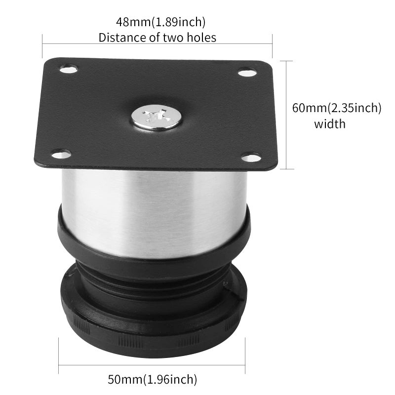 JIAKAI Pack of 4 Furniture Cabinet Adjustable Stainless Steel Round Kitchen Feetï¼ŒFurniture Leg for DIY Furniture, Sofa Table Cabinets Shelves 50 x 50mm - Image 3