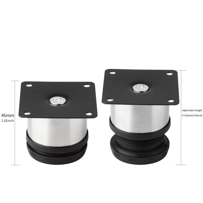 JIAKAI Pack of 4 Furniture Cabinet Adjustable Stainless Steel Round Kitchen Feetï¼ŒFurniture Leg for DIY Furniture, Sofa Table Cabinets Shelves 50 x 50mm - Image 2