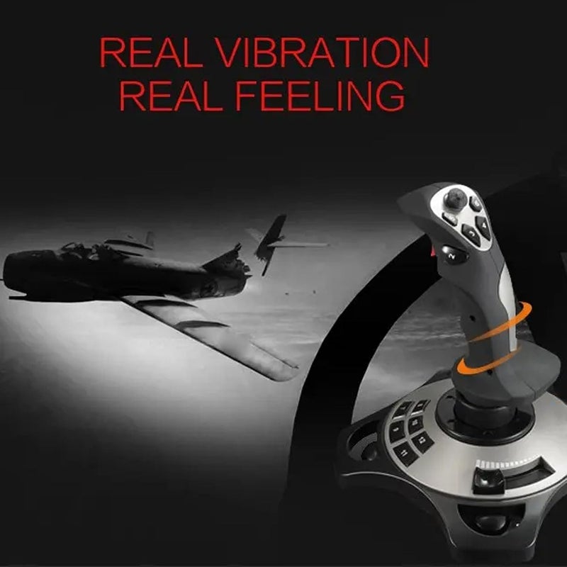 Dpofirs عصا تحكم طيران سلكية USB مع ذبذبات ودواسة سرعة وأزرار متعددة الوظائف - Image 4