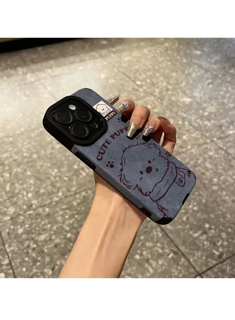 NIBEMINENT Scarf Puppy Protective TPU Case Cover For IPhone 15 Pro Max, Blue