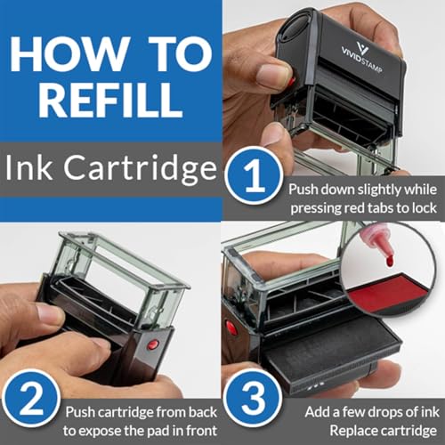 Vivid Stamp Redacted Self Inking Rubber Stamp (Red Ink) - Large - Image 5