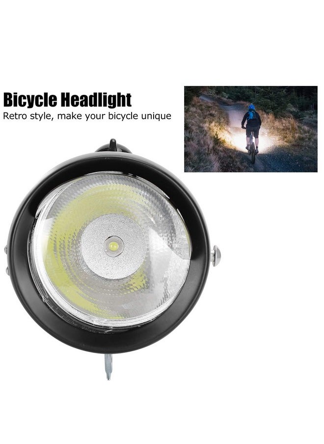 Garosa Vintage Bicycle Headlight Retro Bike Led Light Night Riding With Metal Brim Retro Safety Front Head Lamp Cycling Accessories For Outdoor(Black)  - Image 4