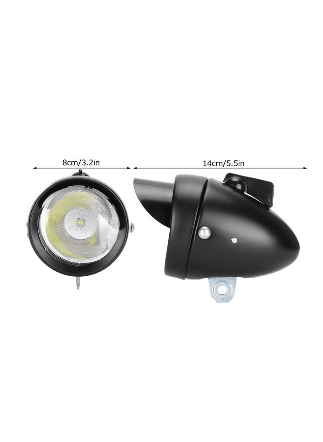 Garosa Vintage Bicycle Headlight Retro Bike Led Light Night Riding With Metal Brim Retro Safety Front Head Lamp Cycling Accessories For Outdoor(Black)  - Image 2