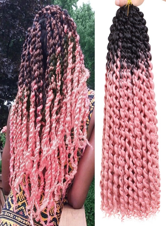 Leeven 18 Inch Water Wave Crochet Hair 2 Packs Curly Passion Twist Hair Ombre Pink Synthetic Bohemian Braiding Hair for Boho Locs Butterfly locs Crochet Braids Hair Extensions 22# - Image 1