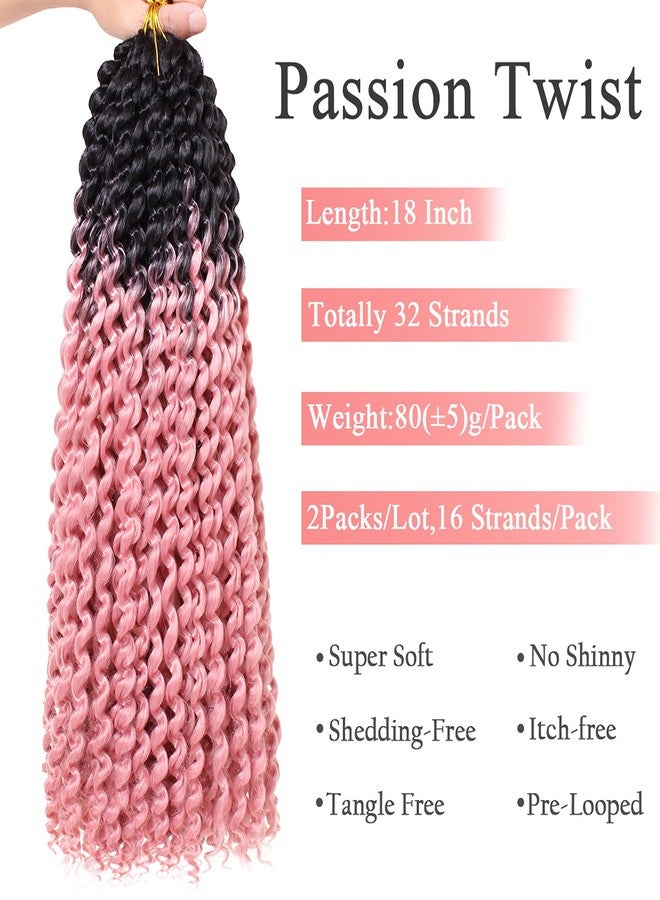Leeven 18 Inch Water Wave Crochet Hair 2 Packs Curly Passion Twist Hair Ombre Pink Synthetic Bohemian Braiding Hair for Boho Locs Butterfly locs Crochet Braids Hair Extensions 22# - Image 4