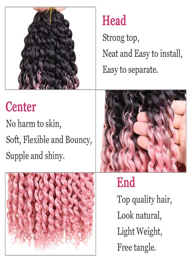 Leeven 18 Inch Water Wave Crochet Hair 2 Packs Curly Passion Twist Hair Ombre Pink Synthetic Bohemian Braiding Hair for Boho Locs Butterfly locs Crochet Braids Hair Extensions 22# - Image 3