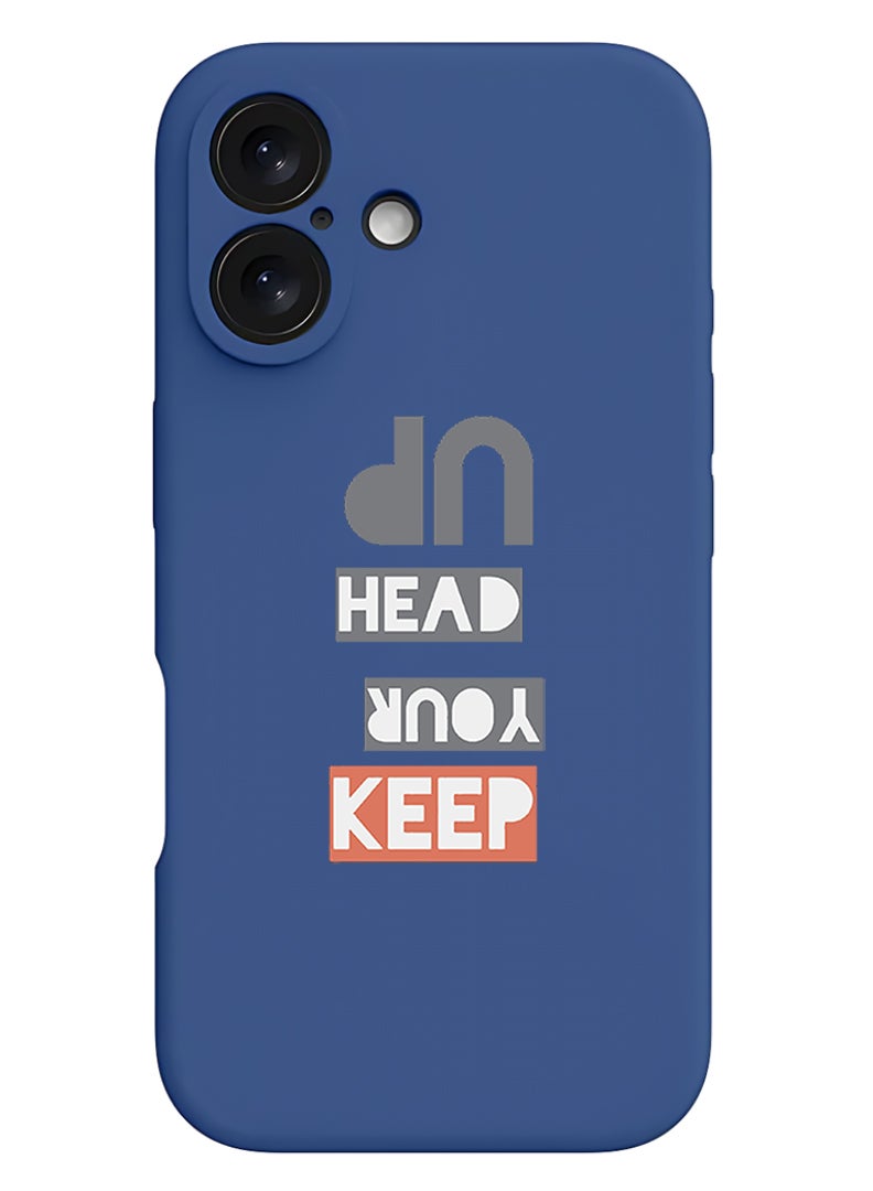 Theodor Protective Slim Fit Case Liquid Silicone Cover with Full Body Protection Anti-Scratch Shockproof Case For Apple iPhone 17 (Blue) Keep your head up - Image 1