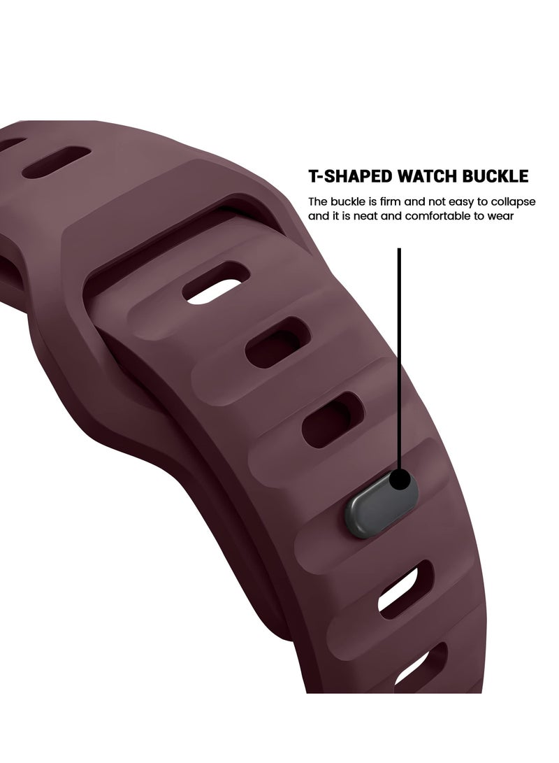Compatible with Apple Watch Band 49mm 46mm 45mm 44mm 42mm Bands for Men Women, Unique Rugged Design Silicone Wristband Strap for iWatch Ultra 2/1 Series 10/9/8/7/6/5/4/3/2/1/SE Burgundy Red - Image 3