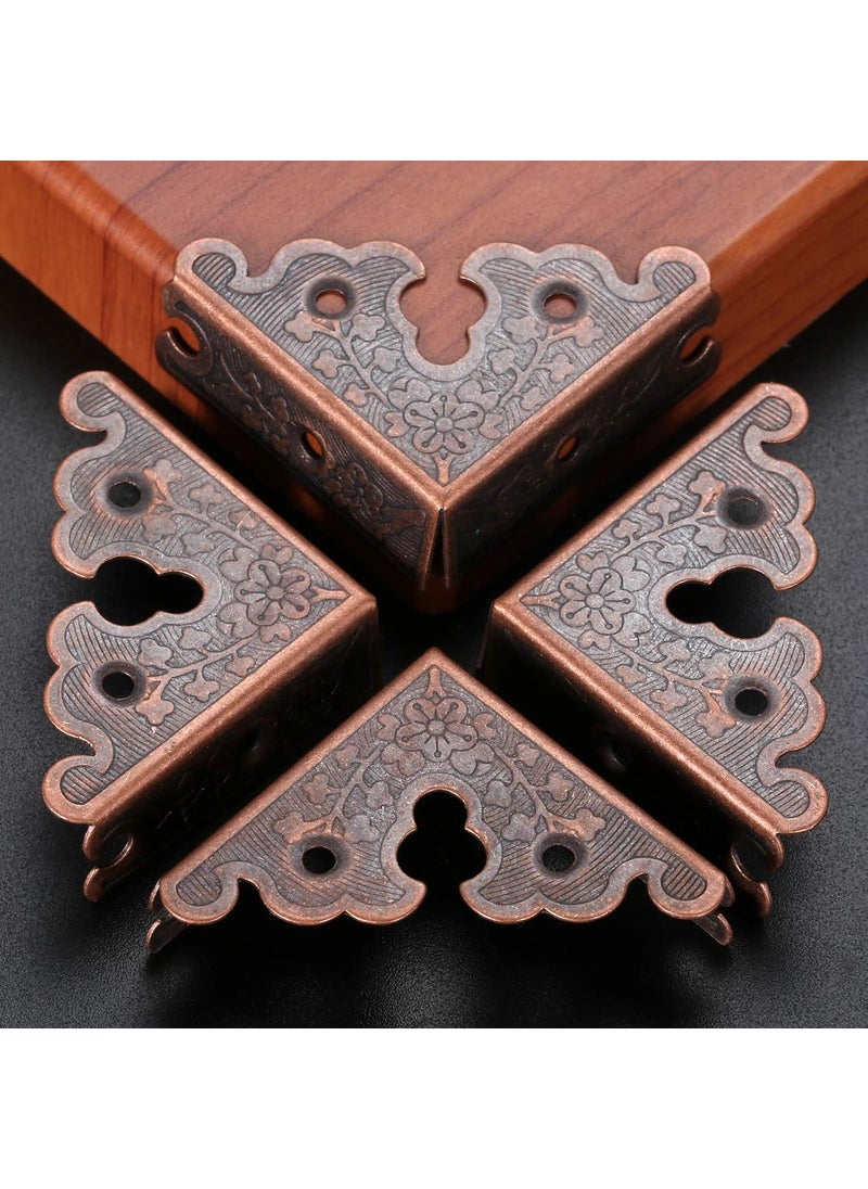 Dophee dophee 8Pcs Decorative Corner Protectors Retro Style Edge Safety Guards Covers for Picture Frame Album Jewelry Box Gift Box Wooden Case Chest Tables Cabinet Furniture 134x134Red Copper  - Image 3