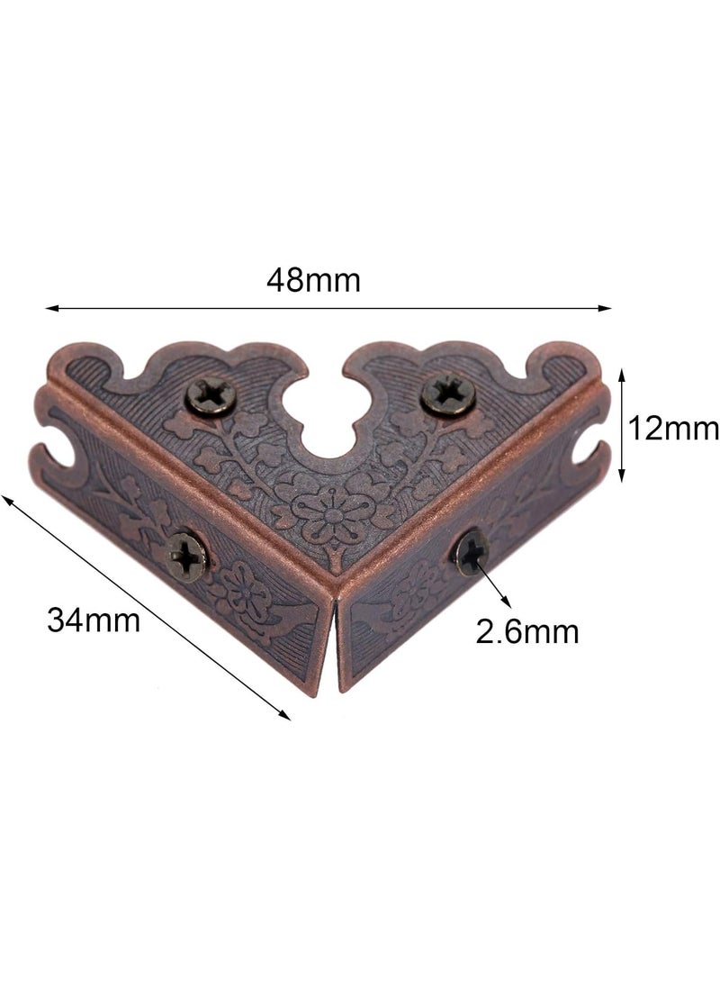 Dophee dophee 8Pcs Decorative Corner Protectors Retro Style Edge Safety Guards Covers for Picture Frame Album Jewelry Box Gift Box Wooden Case Chest Tables Cabinet Furniture 134x134Red Copper  - Image 2