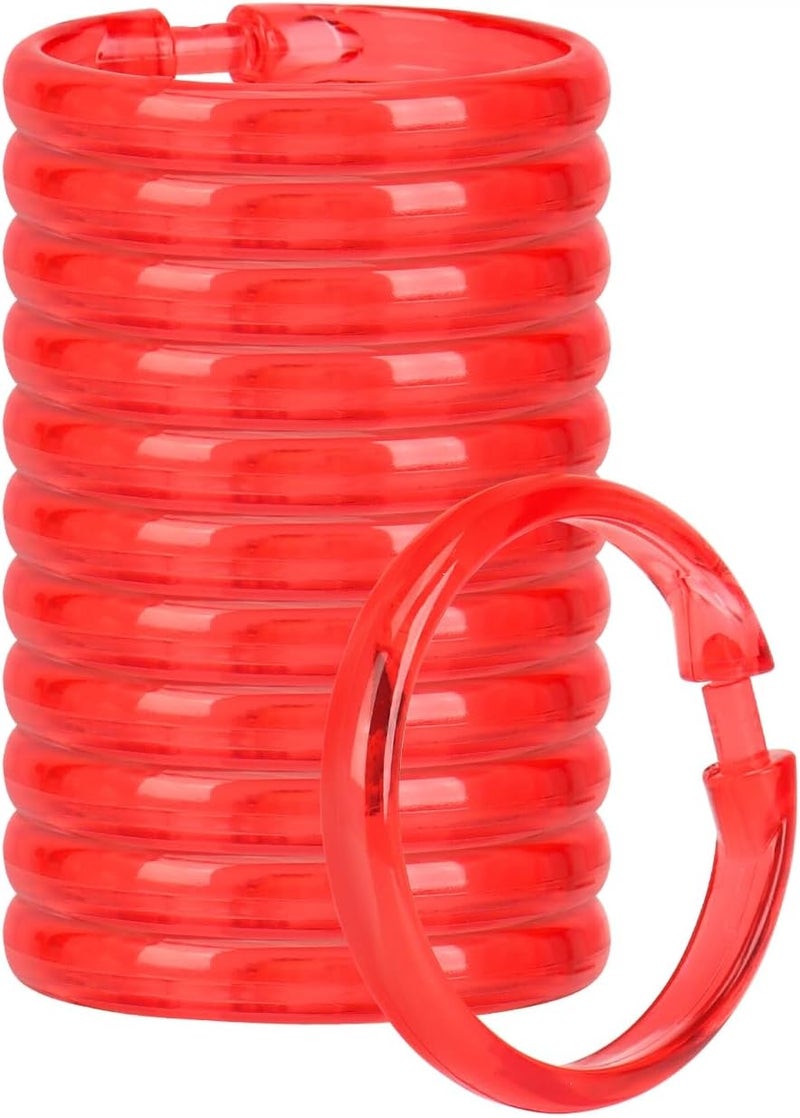 Qulable Shower Curtain Rings-12 Pack- Plastic Shower Curtain Hooks O-Shaped Rings Hook Glide Easily on Bathroom Shower Rod(Red) - Image 1