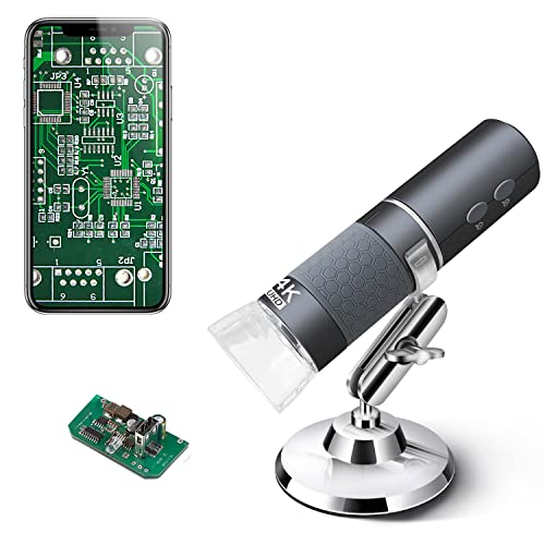 Jiusion Mini USB Digital Handheld Microscope Wireless Endoscope Camera with 40 to 1000X Magnification Phone Suction, Metal Stand, Set of 8 LED and WiFi Compatible with iPhone iPad Mac Window Android - Image 1