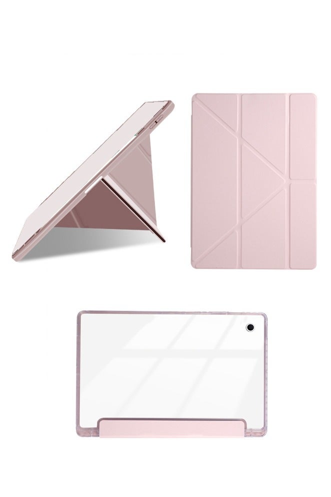 for Samsung Galaxy Tab A9 Plus Case Cover, Triple Fold Y-shaped Design, Multi Angle, Leather Tablet Cover With Pen Slot, Automatic Wake-up/sleep, Pink - Image 1