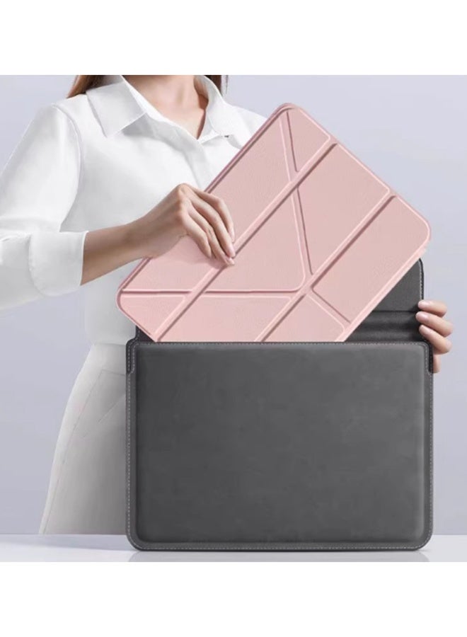 for Samsung Galaxy Tab A9 Plus Case Cover, Triple Fold Y-shaped Design, Multi Angle, Leather Tablet Cover With Pen Slot, Automatic Wake-up/sleep, Pink - Image 3
