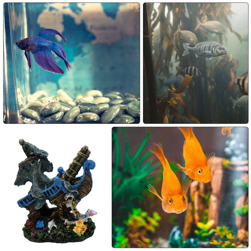 1Pc Aquarium Shipwreck Decor Fish Decoration Hideout House Ornament - Image 4
