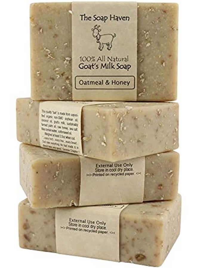 The Soap Haven Oatmeal Soap Pack Of 4 Oatmeal & Honey Goat Milk Soap Bars. All Natural Unscented Soap Wonderful For Sensitive Skin And Suitable For All Skin Types. Sls Free No Parabens. Handmade In Usa.  - Image 1