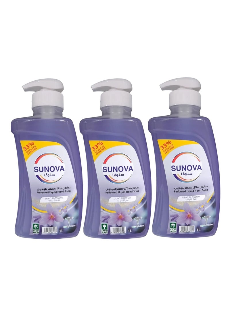 Scented liquid hand soap with lilac scent, 1 liter * 3 packs