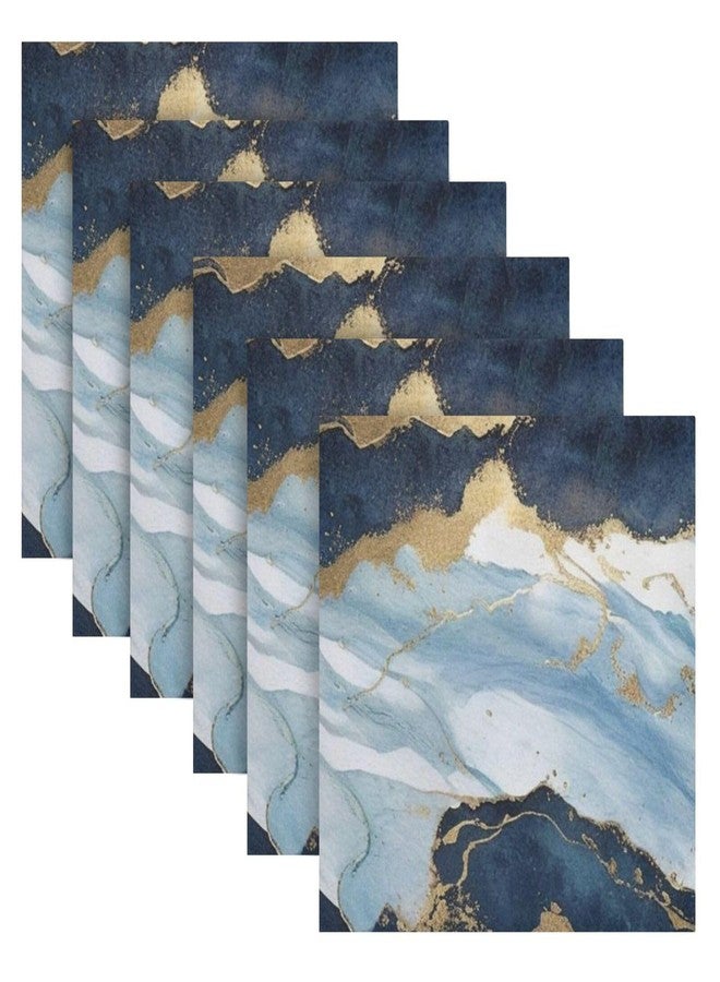 YETTASBIN Blue Gold Marble Cloth Napkins Set of 6, Reusable Washable Oversized Table Napkins for Family Wedding Dinner Party Home Decor, 20 x 20 Inch - Image 1