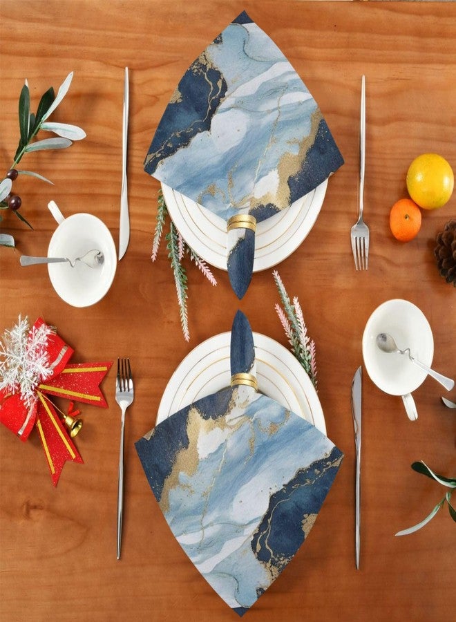 YETTASBIN Blue Gold Marble Cloth Napkins Set of 6, Reusable Washable Oversized Table Napkins for Family Wedding Dinner Party Home Decor, 20 x 20 Inch - Image 4