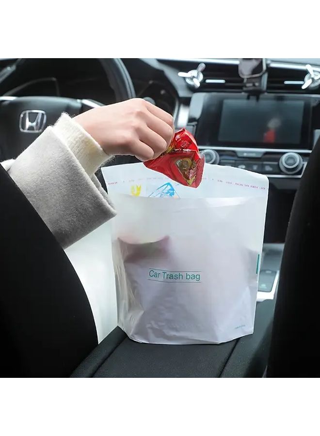 60 White Car Trash Bags Self Standing Disposable Garbage Bags With Adhesive Strip For Car Living Room Bedroom Multipurpose Fragrance Free Polyethylene Set - Image 4